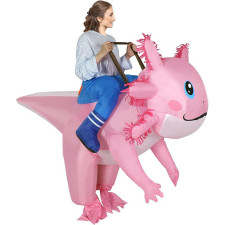 Riding Pink Axolotl Inflatable Costume - Riding Pink Axolotl Cosplay