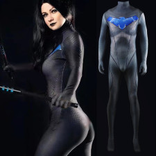 Young Justice Female Nightwing Costume - Black Bodysuit Female Nightwing Cosplay