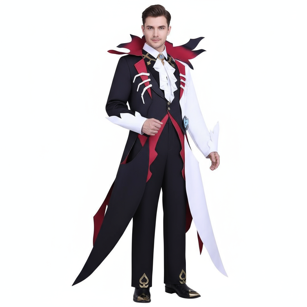 Genshin Impact Arlecchino Deluxe Costume - Black White Red Full Set Arlecchino Cosplay