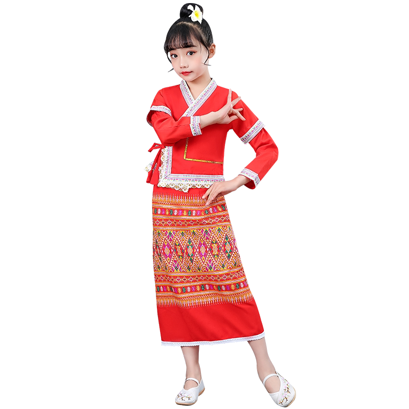Girls Thailand Chut Thai Costume - Red Dress Chut Thai Cosplay
