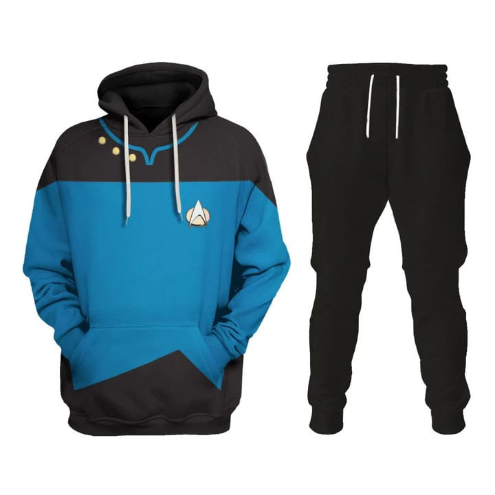 Star Trek The Next Generation Starfleet Blue Uniform Costume - Hoodie Sweatpants Starfleet Blue Uniform Cosplay