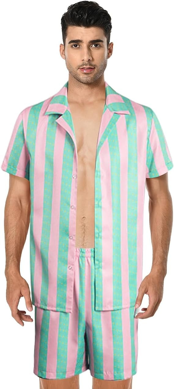 Barbie Movie 2023 Ken Costume - Striped Beach Set Ken Cosplay