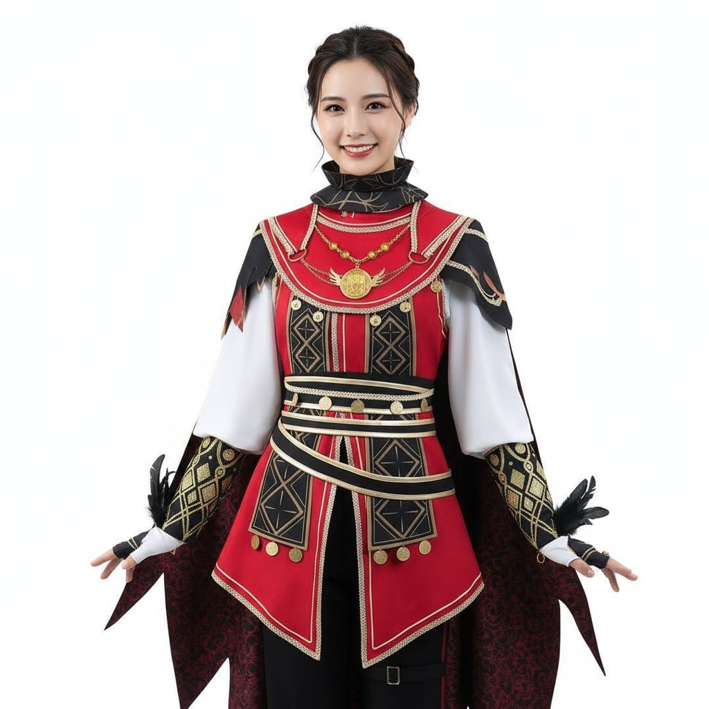 Identity V Prospector Deluxe Costume - Red Black White Coat Set Prospector Cosplay