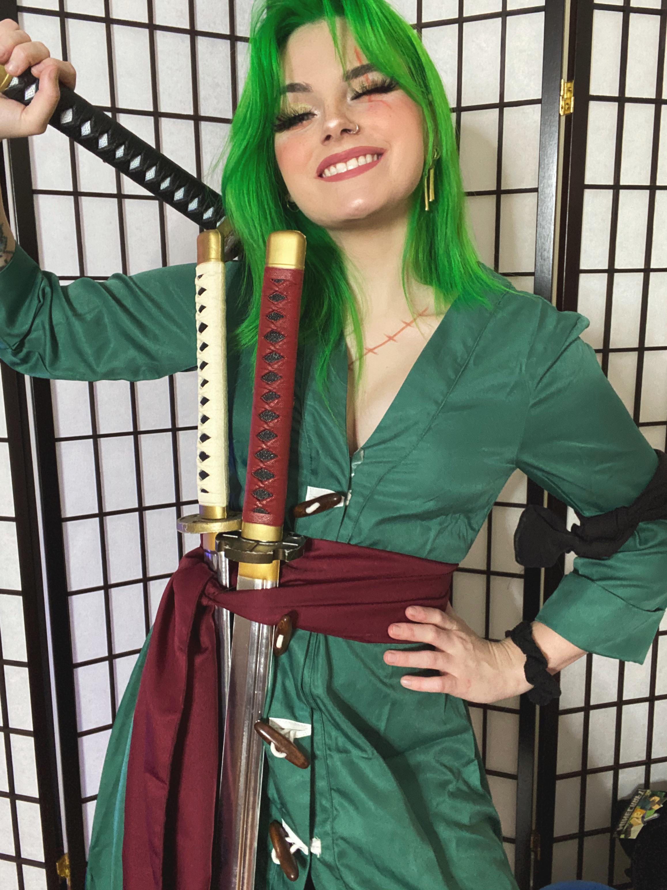 Women's One Piece Zoro Costume - Green Skirt Female Zoro Cosplay