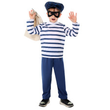 Boys Bank Robber Costume - Shirt Pants Mask Hat Bank Robber Cosplay