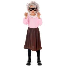 Girls Burglar Granny Costume - Shirt Skirt Mask Set Gangster Granny Cosplay