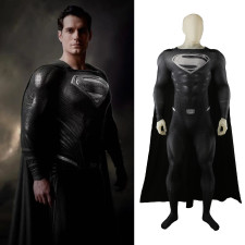Justice League Snyder Cut Black Superman - Muscle Pattern Bodysuit Cape Superman Cosplay