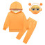 Kids Sprunki Orange Oren Costume - Hoodie Pants Mask Set Orange Sprunki Cosplay