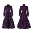 Women Victorian Age Dress Costume - Purple Bow Pleated Dress Victorian Cosplay
