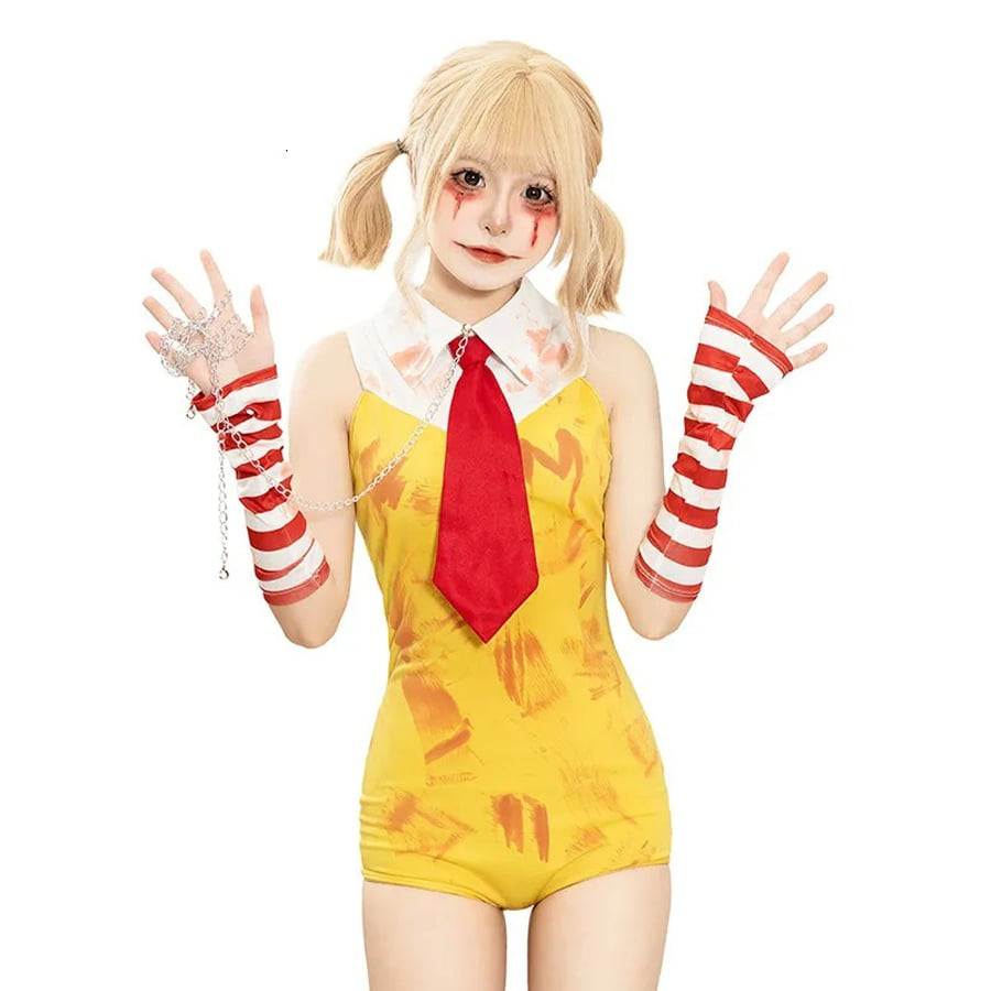 Sexy Clown Swimsuit Costume - Yellow Blood Swimsuit Set Clown Cosplay