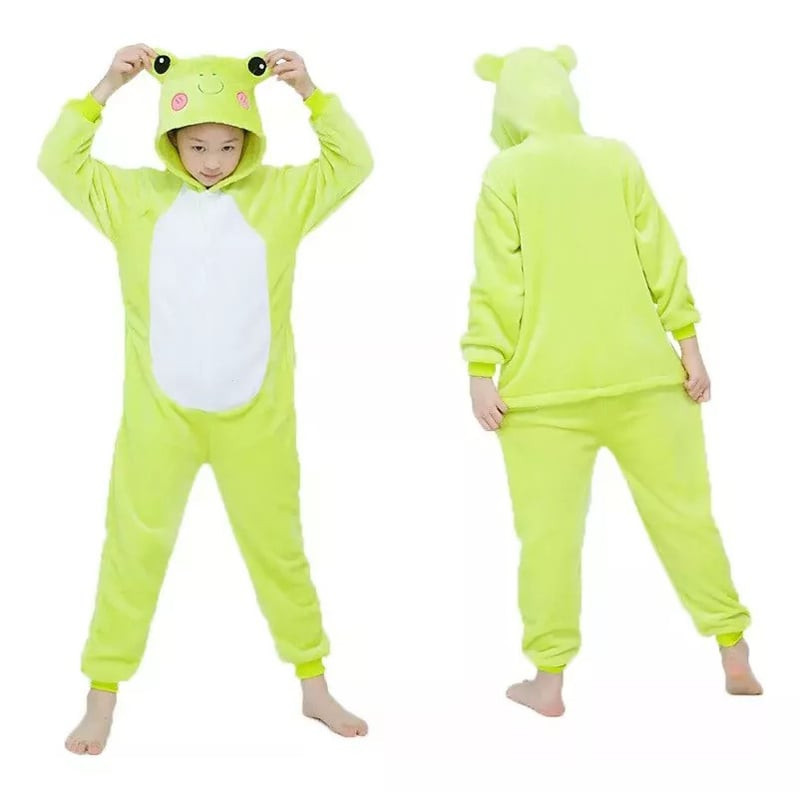 Kids Neon Green Frog Costume - Onesie Jumpsuit Neon Green Frog Cosplay