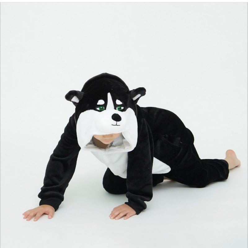 Kids Black Husky Costume - Onesie Jumpsuit Black Husky Cosplay