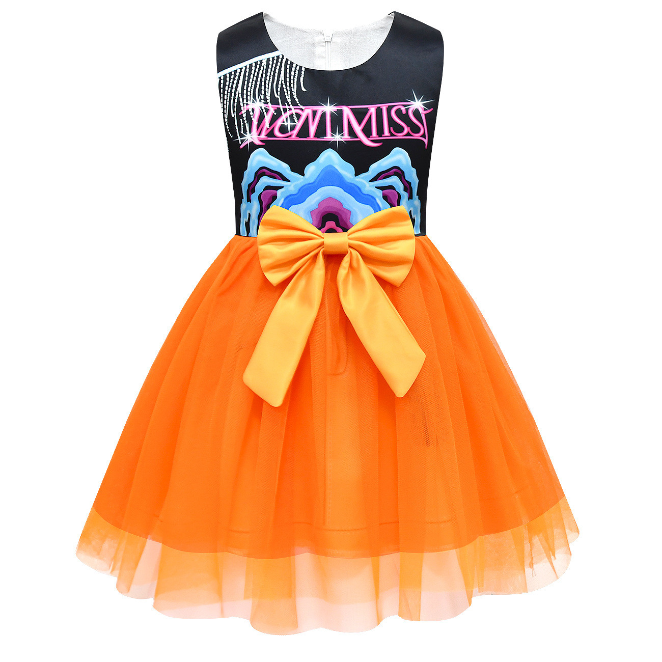 Girls K-Pop Demon Hunters Mira Costume - Black Orange Tutu Dress Mira Cosplay
