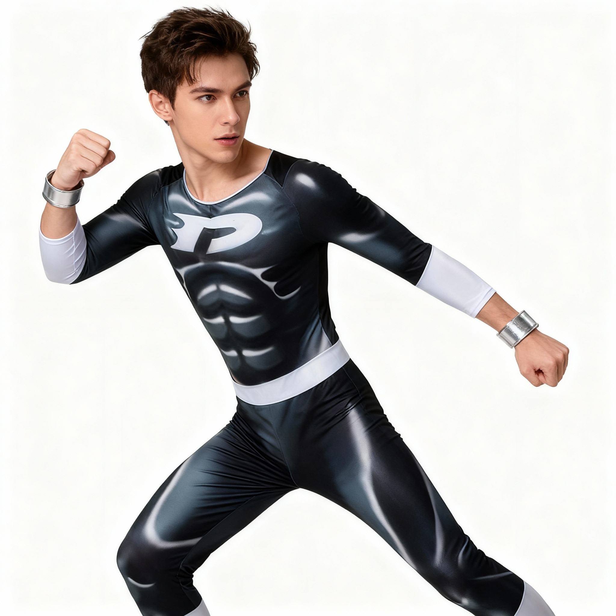 Danny Phantom Costume - Grey Muscle Pattern Ghost Bodysuit Danny Phantom Cosplay