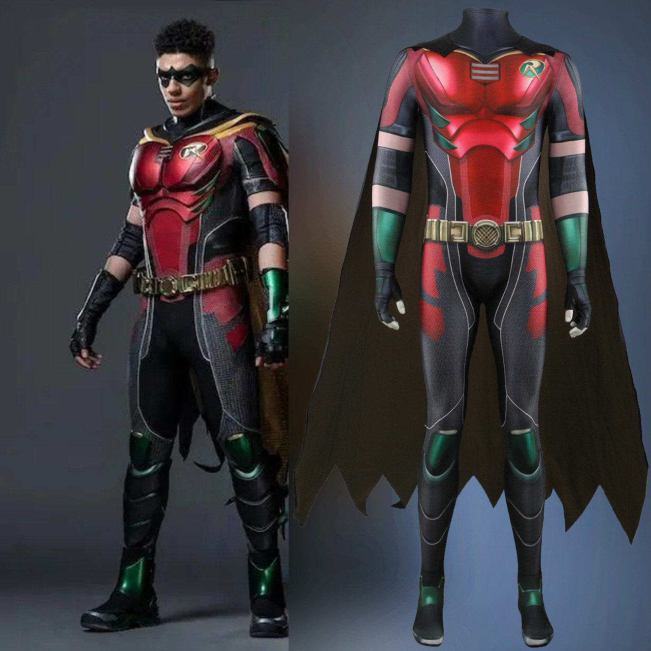 Titans Robin III Timothy Drake Costume - Bodysuit Cape Robin Cosplay