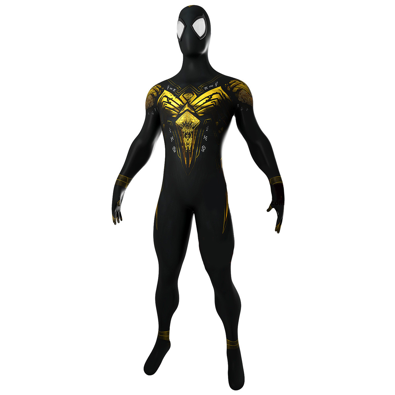 Midnight Sun Venom Suit Costume - Black And Gold Bodysuit Mask Venom Cosplay