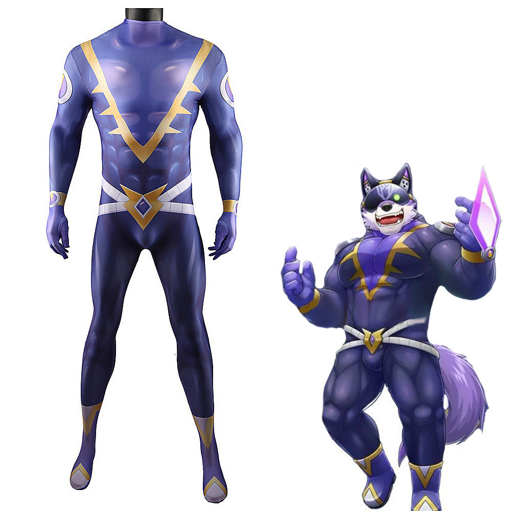 Live A Hero Wolfman Costume - Purple Bodysuit Wolfman Cosplay