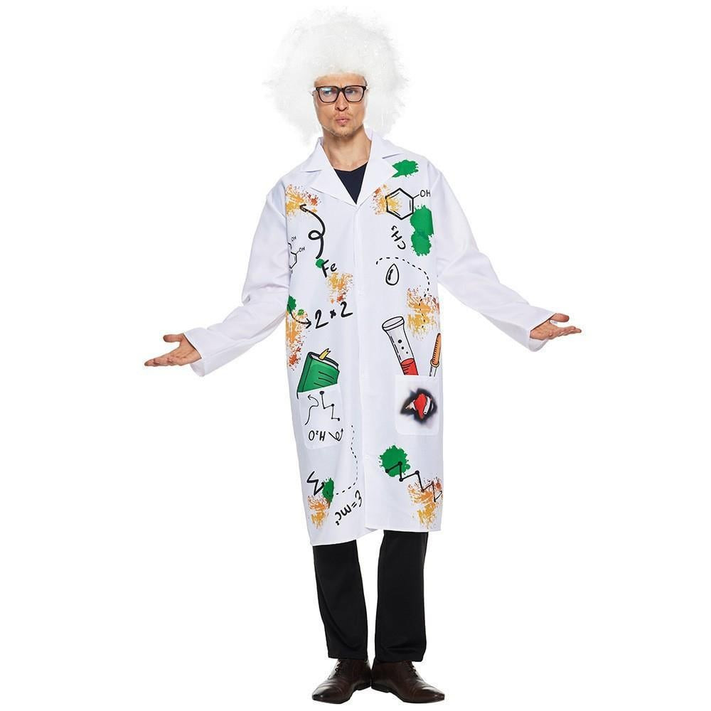 Albert Einstein Costume - White Long Coat Mad Scientist Cosplay