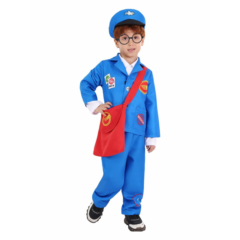 Kids Postman Costume - Blue Shirt Bag Set Postman Cosplay
