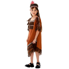 Girls Native American Costume - Brown Dress Native American Cosplay