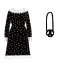 Wednesday Addams Costume - Girls Gothic Collar Print Dress Wednesday Cosplay