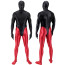 Two Tone Black And Red Halloween Costume - Funny Black & Red Bodysuit Mask Set Cosplay