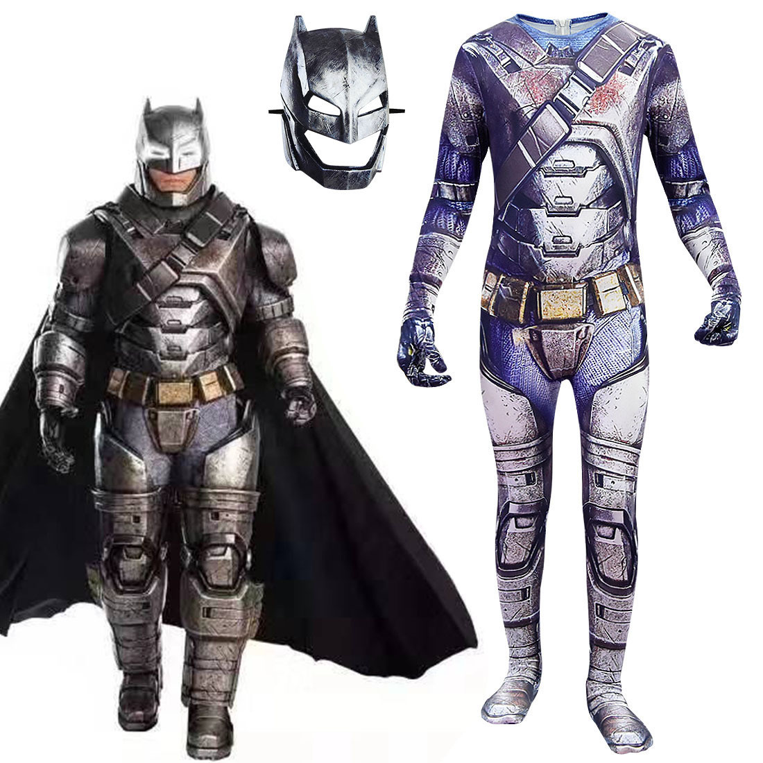 Boys Armored Batman Costume - Bodysuit Mask Set Armored Batman Cosplay