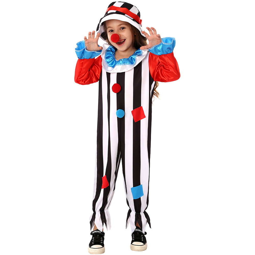 Kids Clown Costume - Stripes Jumpsuit Clown Cosplay