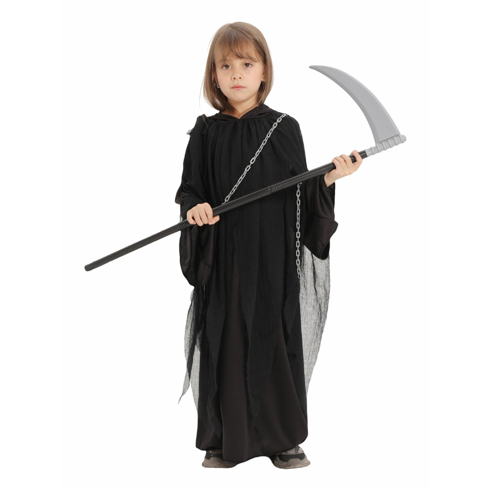 Kids Grim Reaper Costume - Black Cape Chain Grim Reaper Cosplay