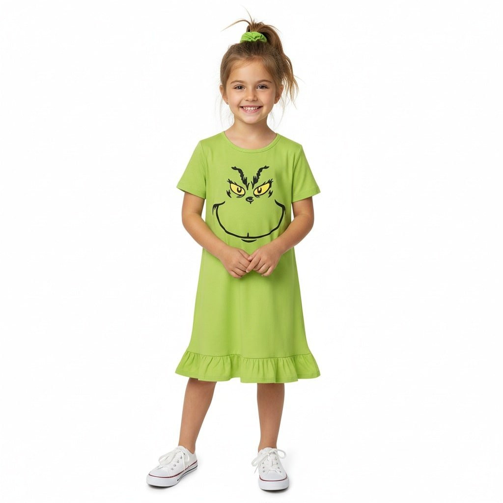 Girls The Grinch Dress Costume - Green Dress Grinch Cosplay