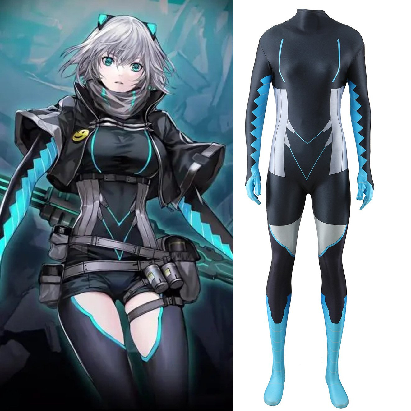 Icey Girl Costume - Black Blue Bodysuit Icey Cosplay