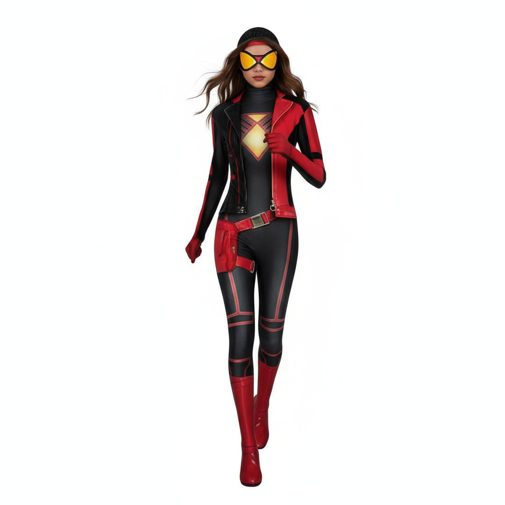 Spider-Man Across The Spider-Verse Jessica Drew Costume - Bodysuit Mask Set Jessica Drew Cosplay