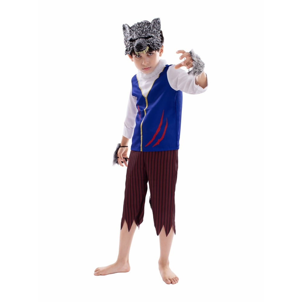 Kids Werewolf Costume - Blue Shirt Pants Set Werewolf Cosplay