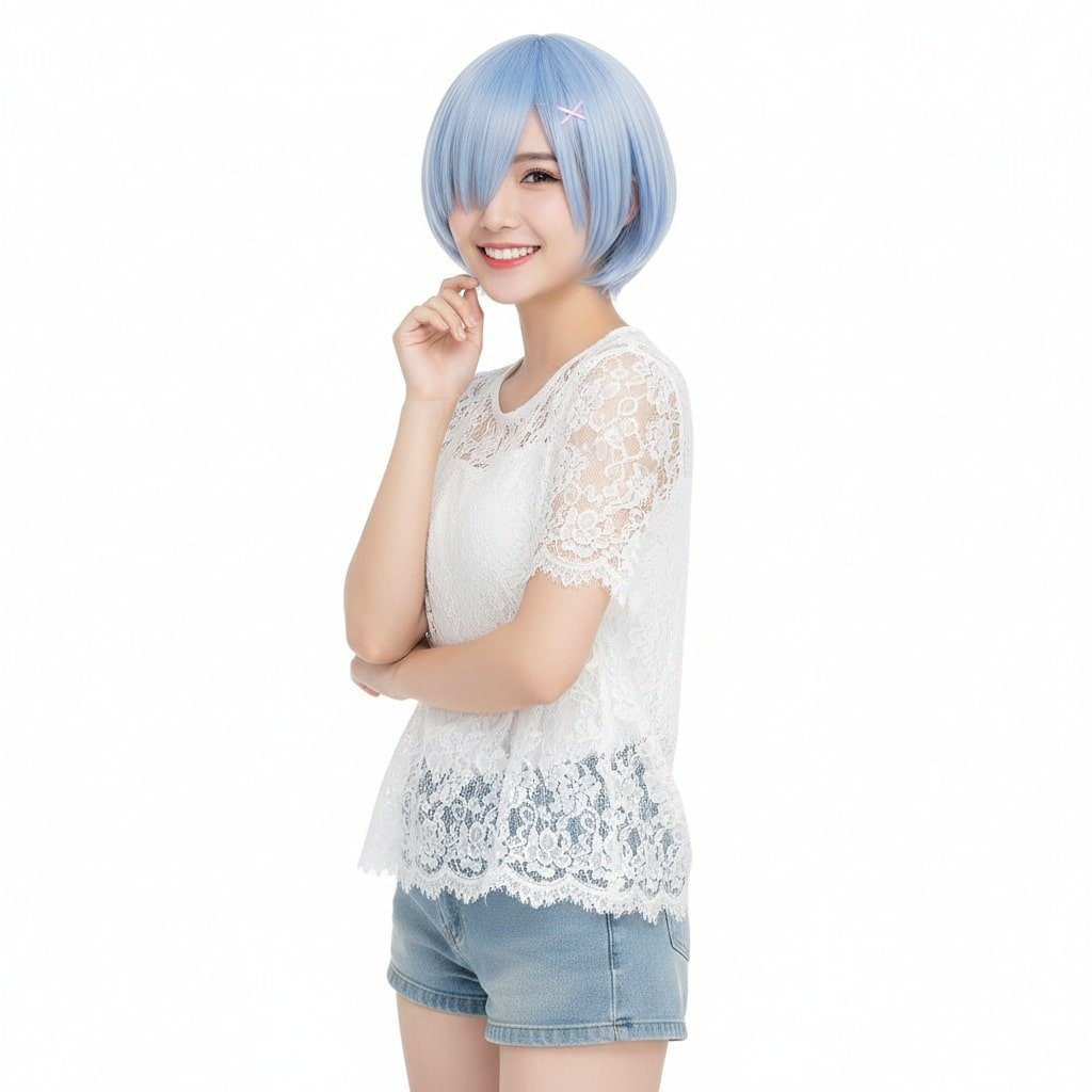 Re Zero Rem Blue Wig For Adults
