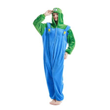 Super Mario Bros Luigi Costume - Onesie Jumpsuit Luigi Cosplay