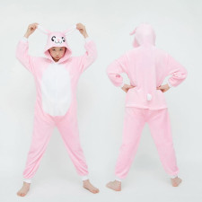 Kids Pink White Rabbit Costume - Onesie Jumpsuit Pink White Rabbit Cosplay