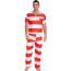 Prisoner Costume - Red Striped Jumpsuit Prisoner Cosplay
