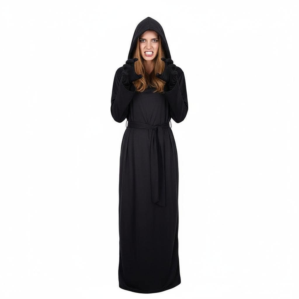 Black Masked Ghost Costume - Robe Mask Gloves Set Ghost Cosplay