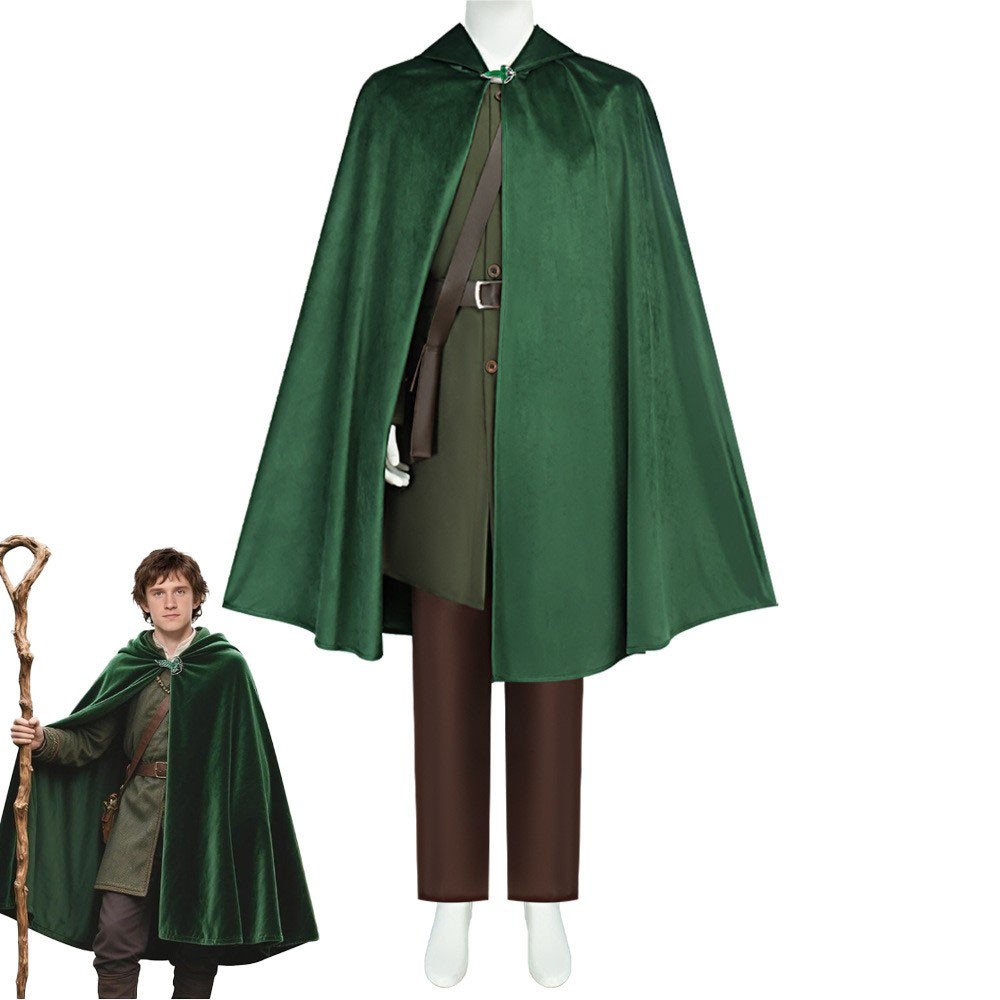 The Lord of the Rings Frodo Baggins Costume - Full Set Shirt Pants Cloak Bag Set Frodo Baggins Cosplay