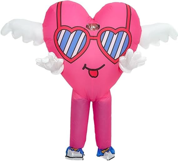 Pink Love Heart with Wings Inflatable Costume - Pink Love Heart Cosplay