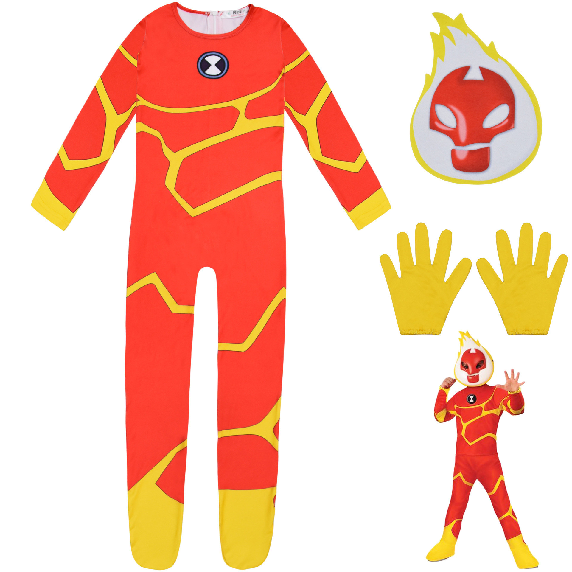 Heatblast Ben 10 Lycra Cosplay Costume