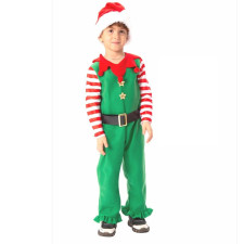 Kids Christmas Elf Costume - Green Overall Christmas Elf Cosplay