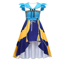 Girls K-Pop Demon Hunters Zoey Costume - Blue Yellow Flying Sleeves Long Dress Zoey Cosplay