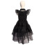 Wednesday Addams Costume - Girls Black Tulle Party Prom Dress Wednesday Series Cosplay