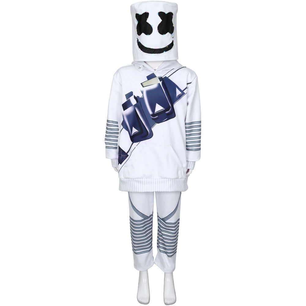 Kids Fortnite Marshmello Costume - Hoodie Pants Mask Set Marshmello Cosplay