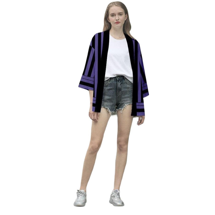 Demon Slayer Iguro Obanai Costume - Black and Purple Pattern Kimono Jacket Iguro Obanai Cosplay