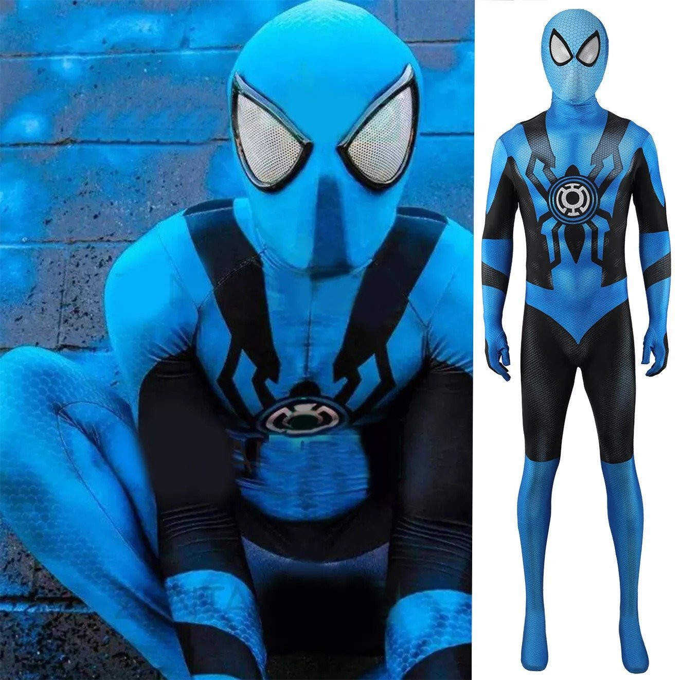 Blue Lantern Spider-man Crossover Costume - Bodysuit Blue Lantern Spider-man Crossover Cosplay