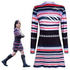 Jenna Ortega Costume - Striped Dress Jenna Ortega Cosplay