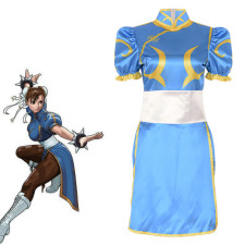 Street Fighter Chun Li Costume - Blue Dress Chun Li Cosplay