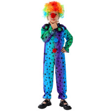 Kids Clown Costume - Bodysuit Nose Wig Set Clown Cosplay